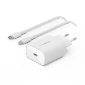 Adaptador USB-C carga rápida 25W   cable Lightning 1m para iPhone de Belkin