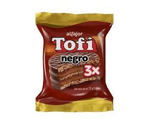 Alfajor Tofi Negro Triple Milk Chocolate Filled with Dulce De Leche 1 unit 73 g / 2.57 oz