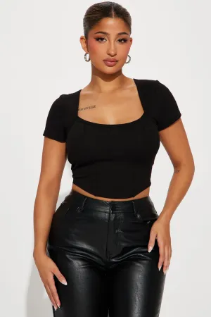 Ashley Ribbed Top - Black