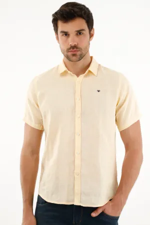 Camisa en lino amarilla para hombre