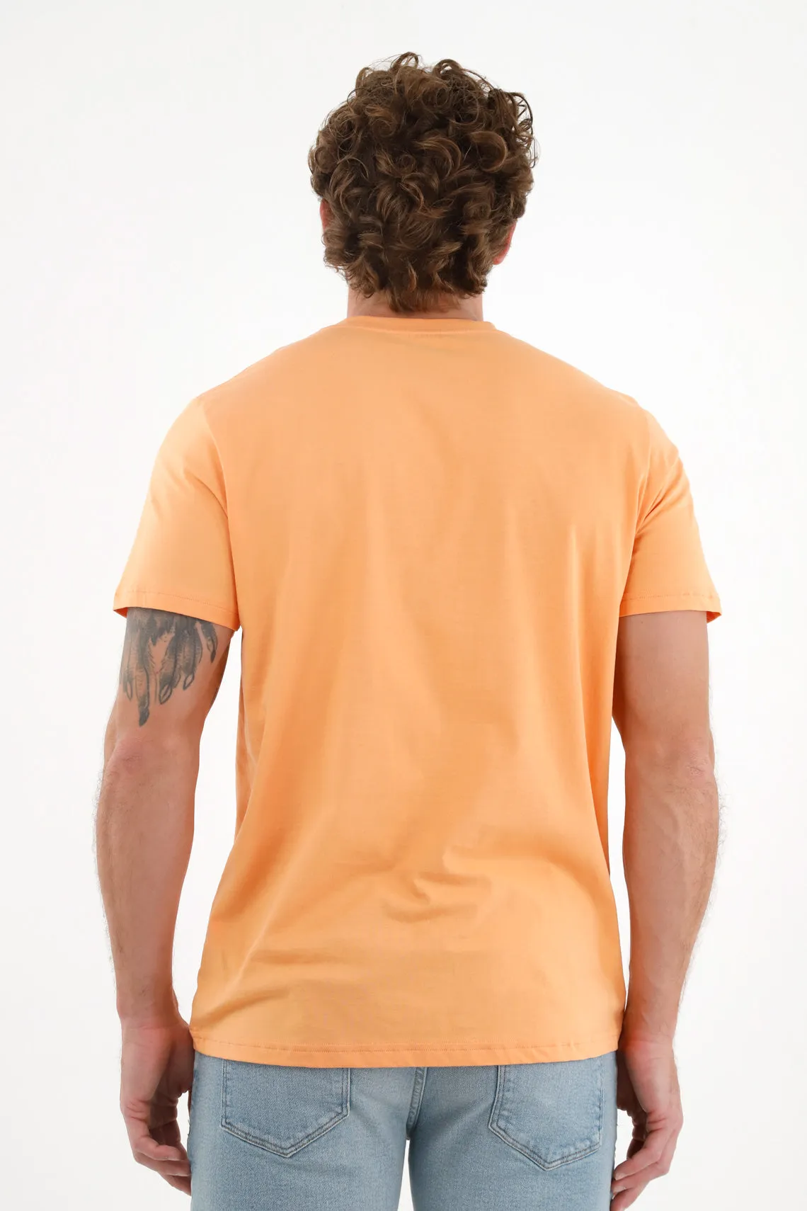 Camiseta naranja manga corta para hombre