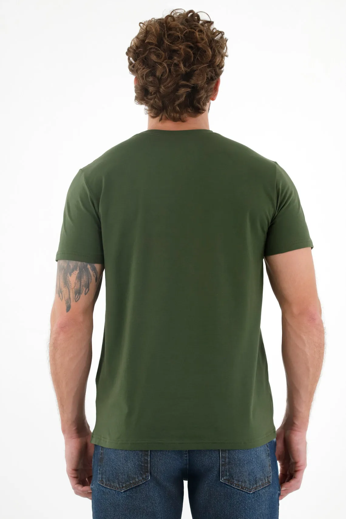 Camiseta verde cuello redondo para hombre