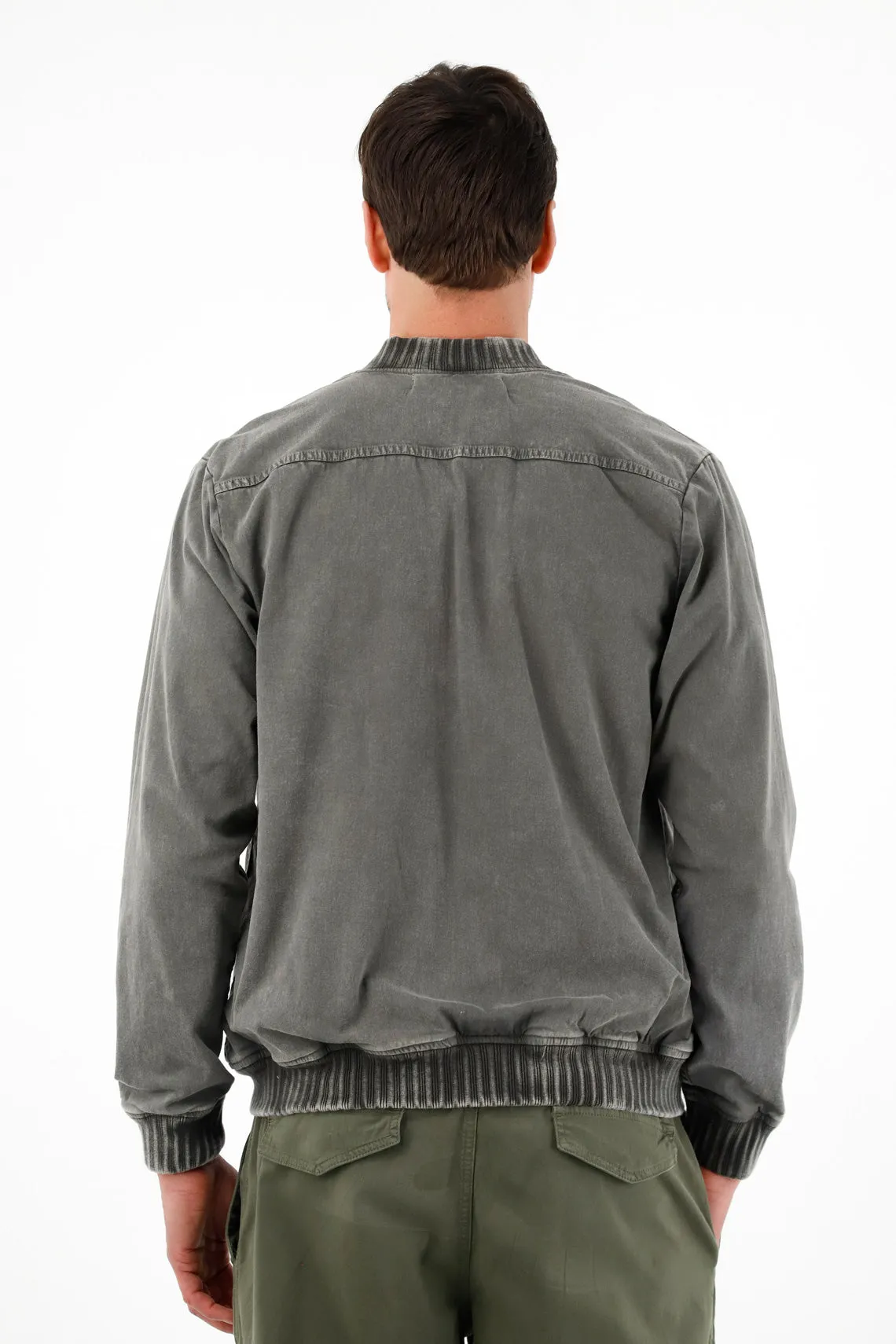 Chaqueta bomber gris para hombre