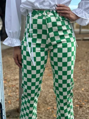 Green Checkers Denim