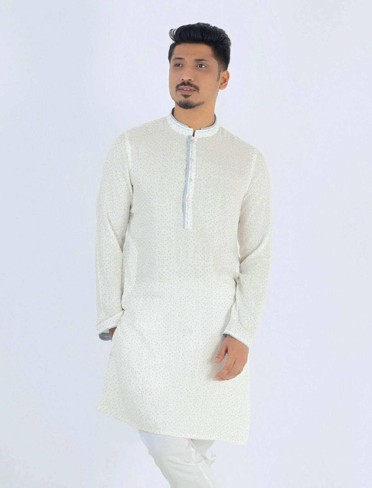 Highlighted Contrast Slim Fit Panjabi