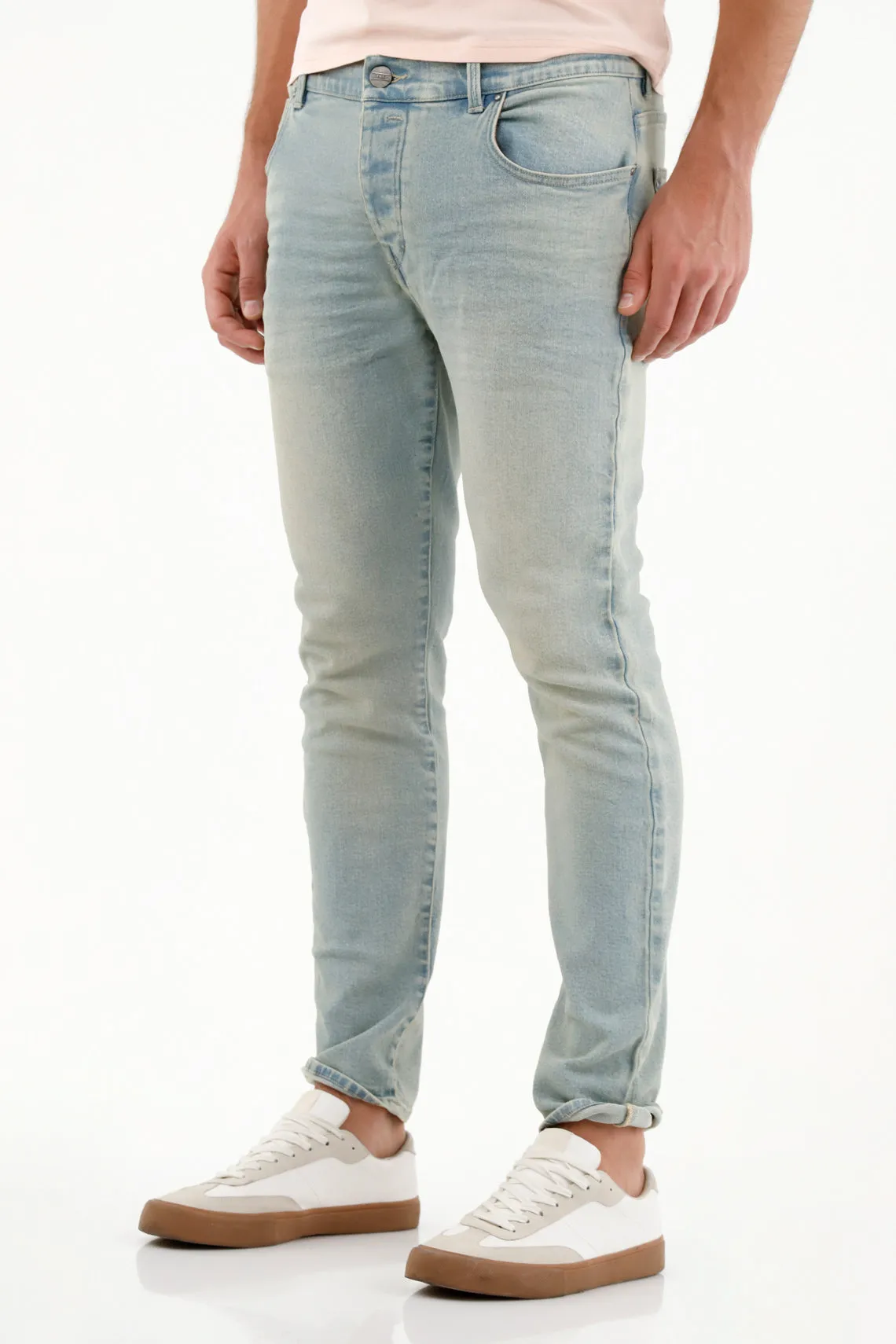 Jean azul Skinny tiro medio para hombre