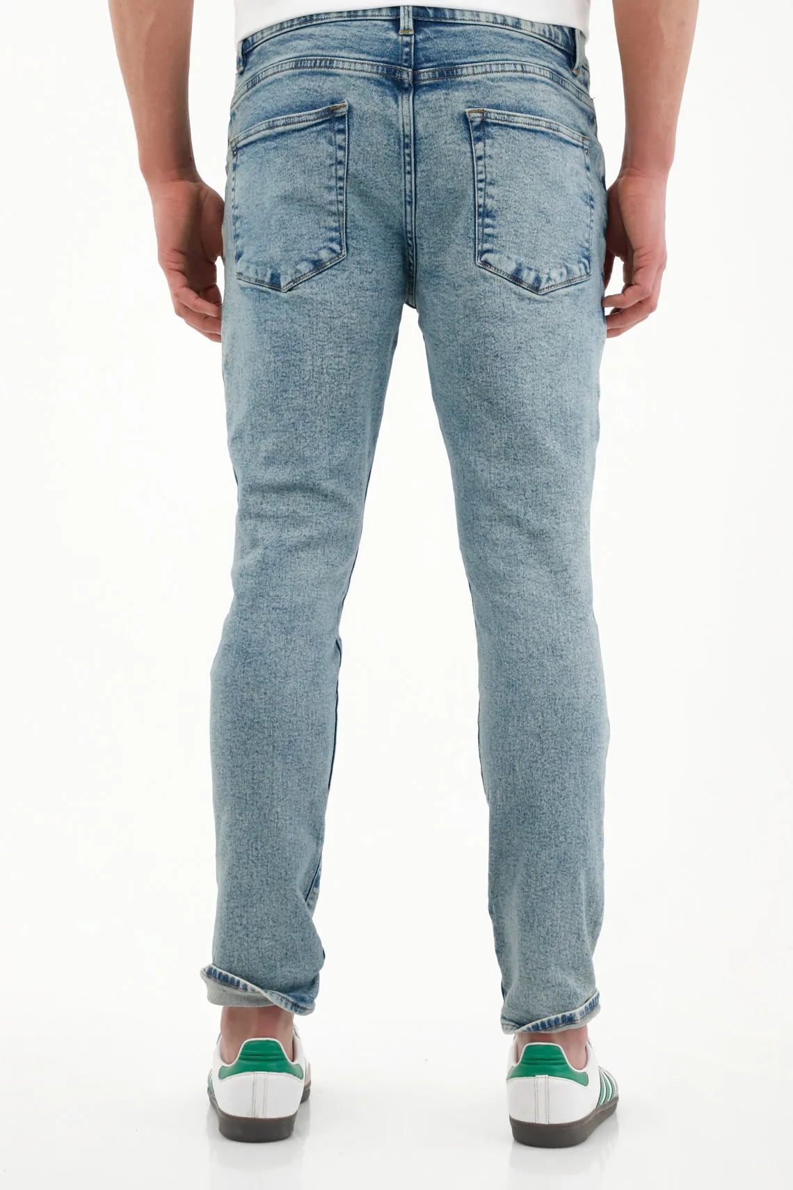 Jean Skinny de tiro medio azul claro para hombre