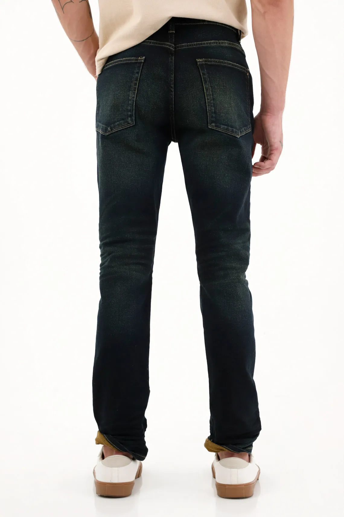 Jean Skinny tiro medio azul oscuro para hombre