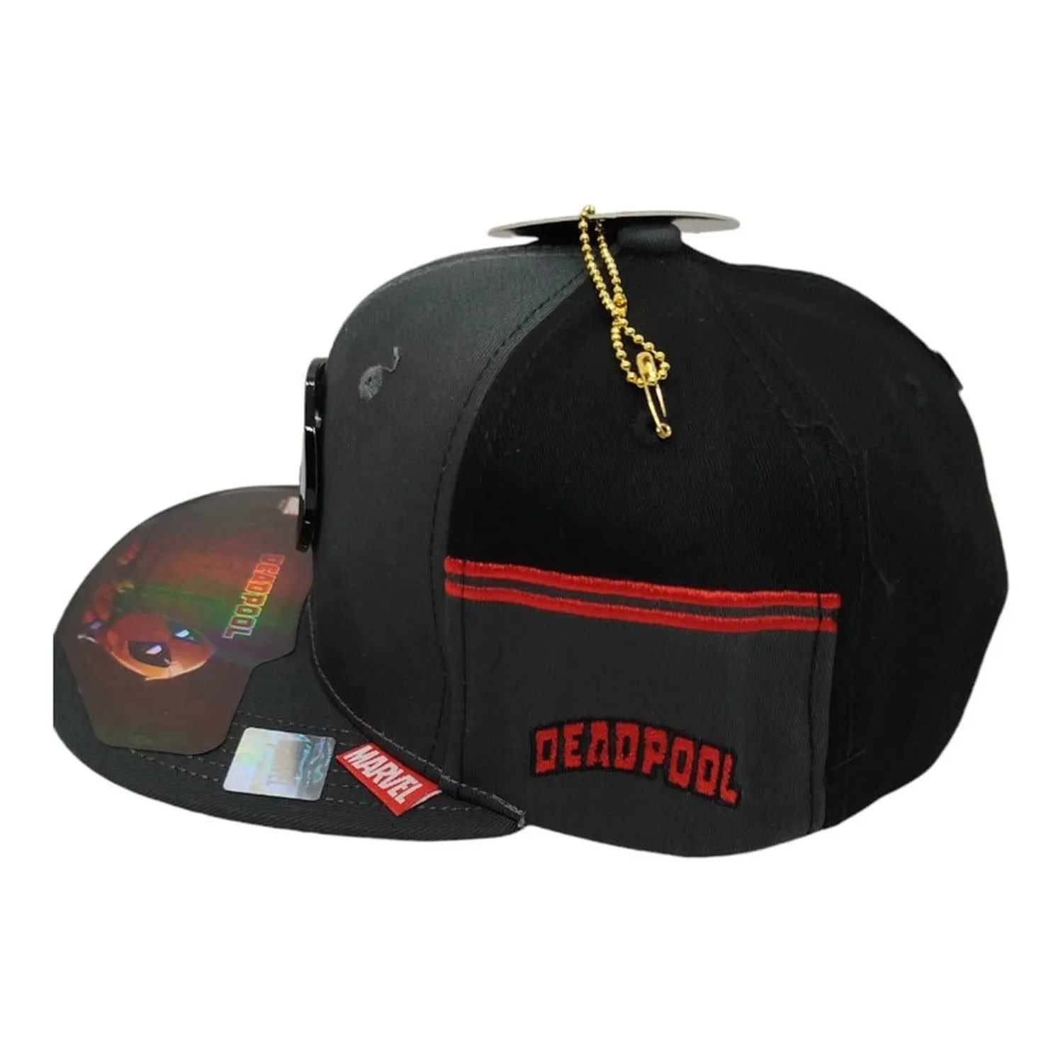 Kndit Caps Gorra Gris Con Negro Placa Negra Logo Deadpool