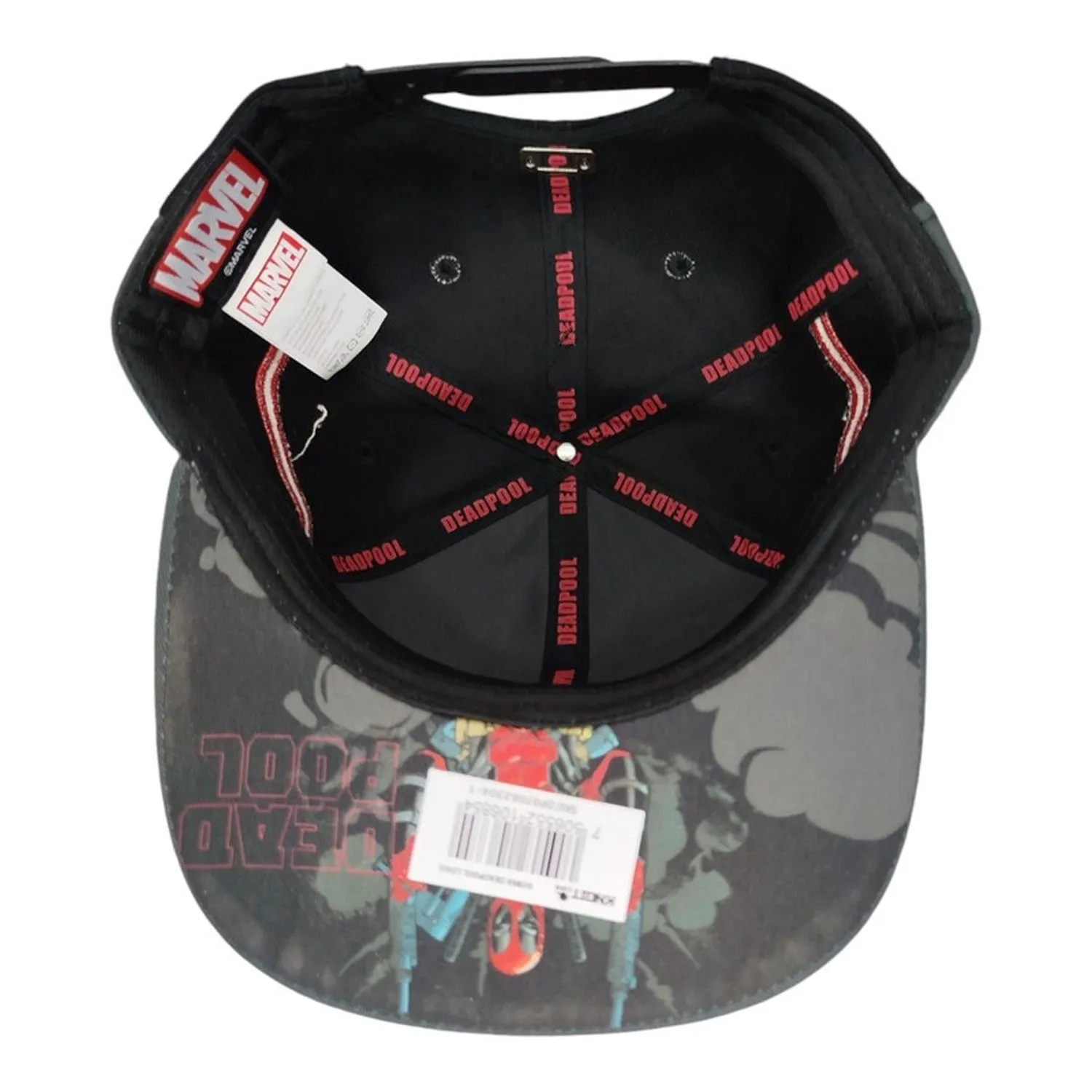 Kndit Caps Gorra Gris Con Negro Placa Negra Logo Deadpool