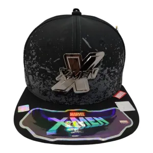 Kndit Caps Gorra Negra Manchas Gris Placa Plateada Logo X-Men