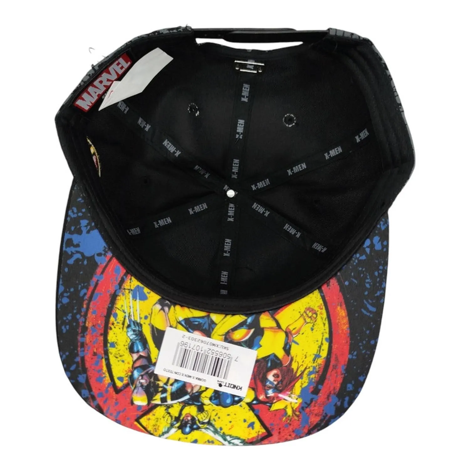 Kndit Caps Gorra Negra Manchas Gris Placa Plateada Logo X-Men