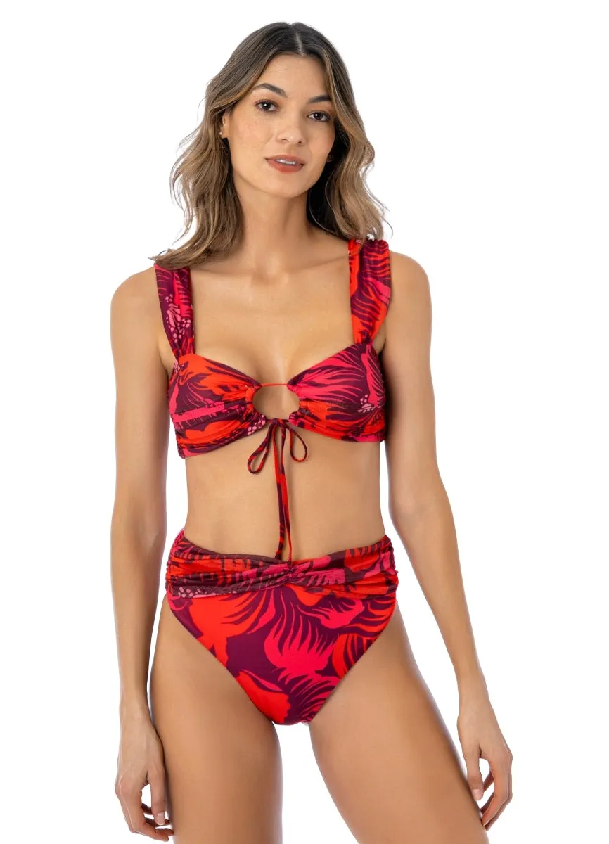 Maaji Scarlet Tulip Peppy High Rise/High Leg Bikini Bottom