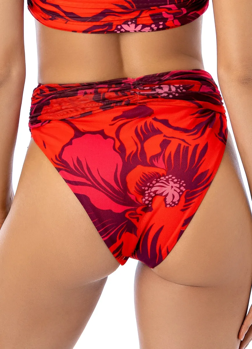 Maaji Scarlet Tulip Peppy High Rise/High Leg Bikini Bottom