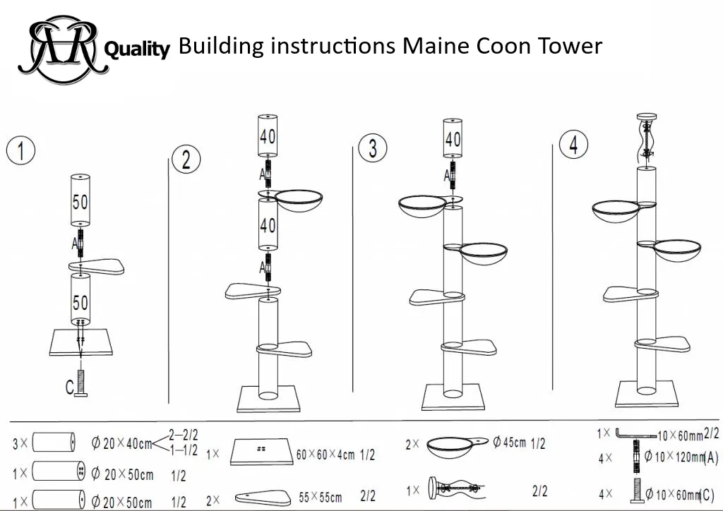 Dark Grey Maine Coon Tower with Black Accents