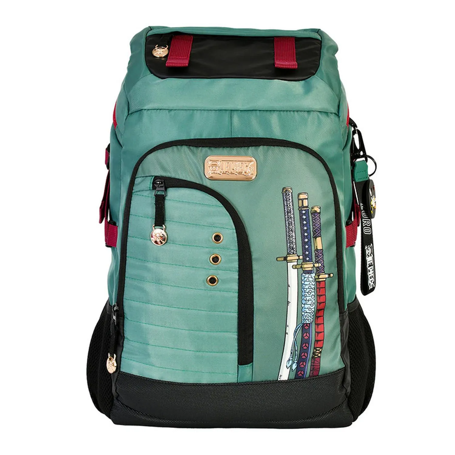 New Arrival Kee Pack Mochila Verde Con Negro Y Rojo Zoro Espadas One Piece