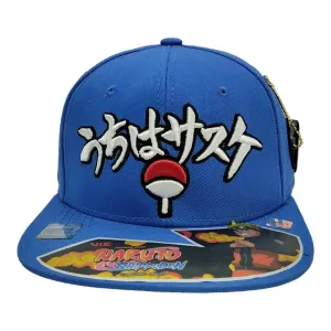 New Arrival Kndit Caps Gorra Azul Letras Japonesas Logo Clan Uchiha Sasuke Naruto