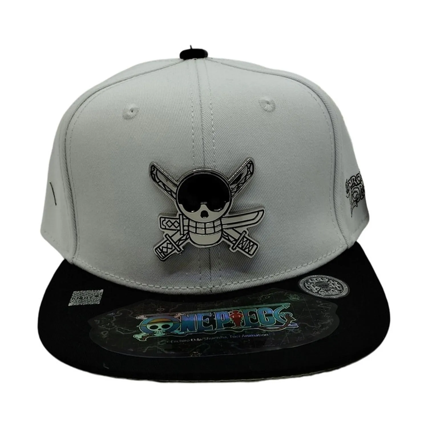 New Arrival Kndit Caps Gorra Blanca Con Negro Placa Plateada Zoro One Piece