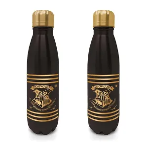 New Arrival Pyramid Internacional Termo Negro Con Tapa Dorada Escudo Hogwarts Harry Potter