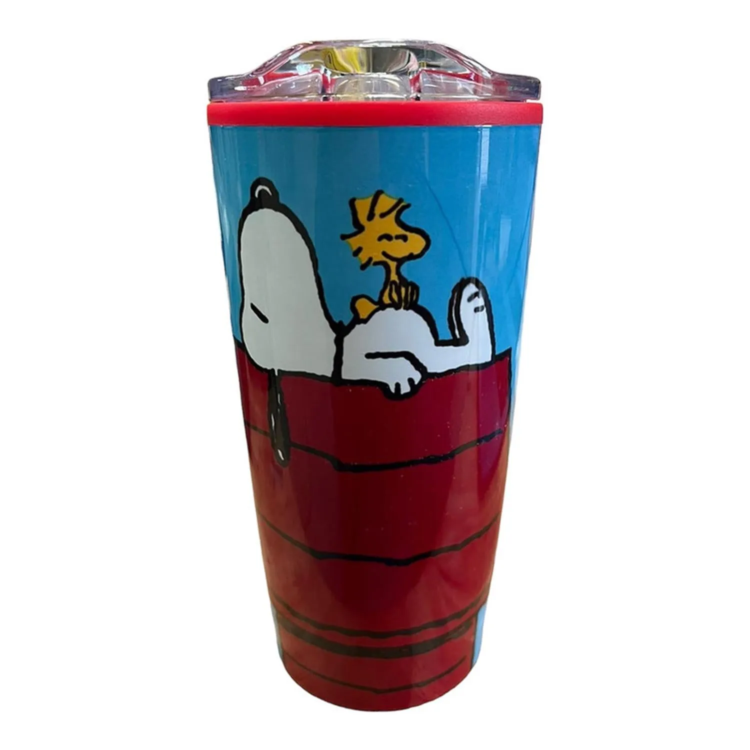 New Arrival Siglo 21 Termo Azul Tapa Transparente Casa Snoopy Y Woodstock Peanuts