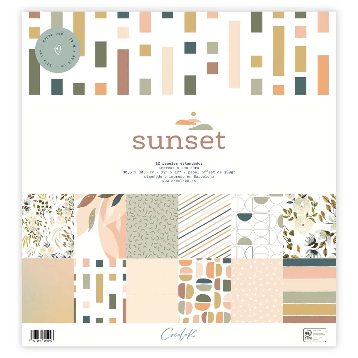 Pack Papeles 12x12 SUNSET