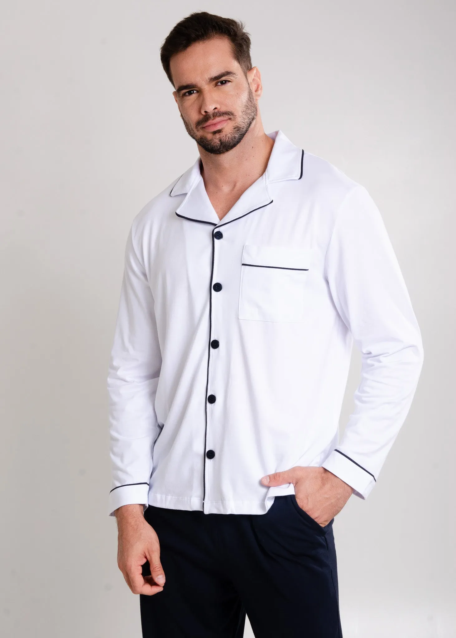 Pijama Longo Masculino Algodão Pima®️ Marinho