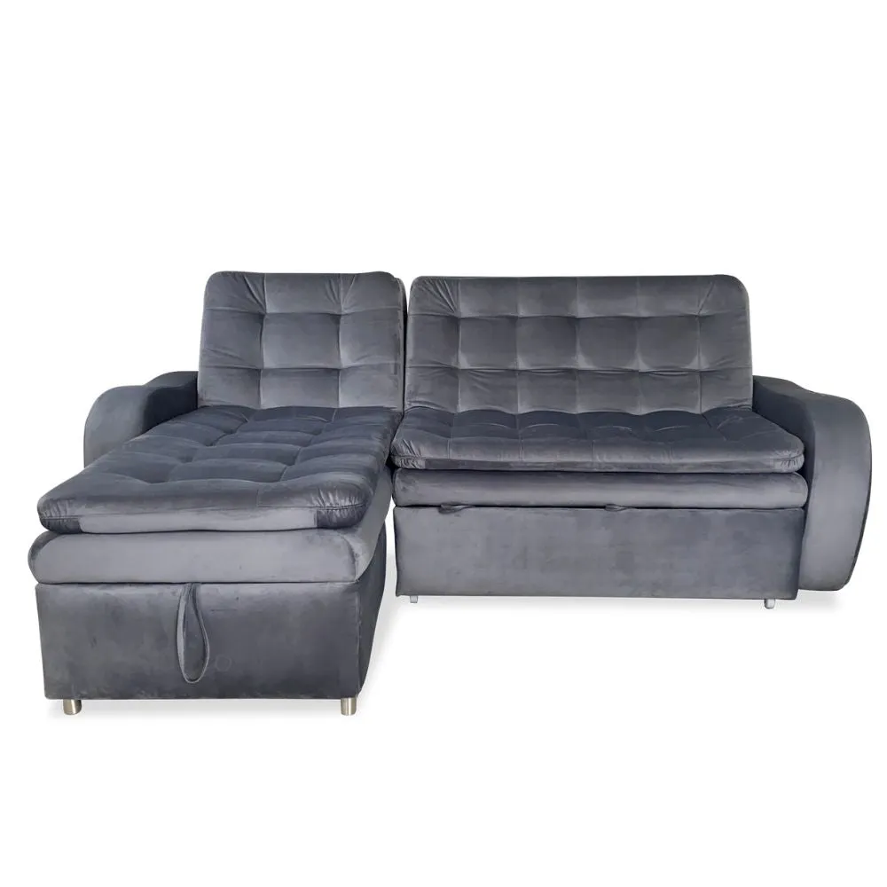 Sofa en L Cama Premium Tela Antifluido Gris