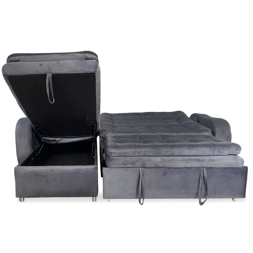 Sofa en L Cama Premium Tela Antifluido Gris