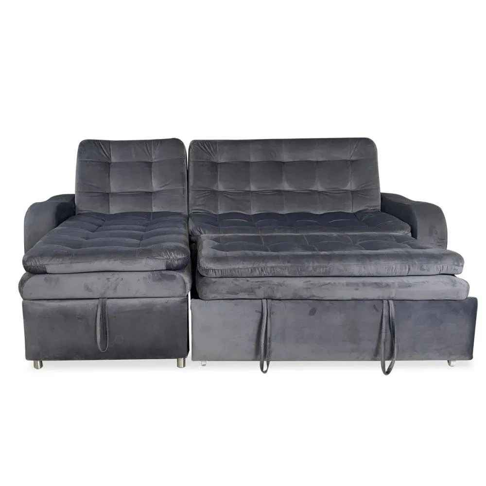 Sofa en L Cama Premium Tela Antifluido Gris