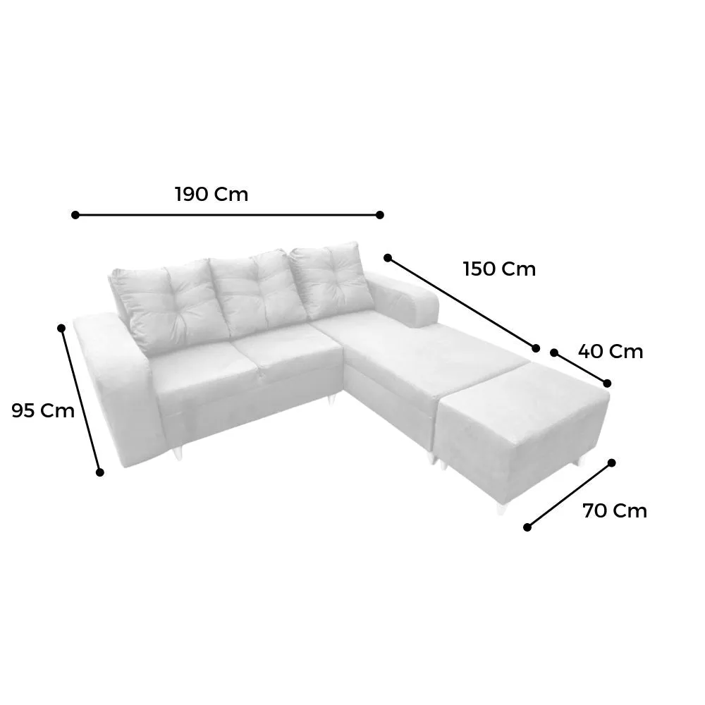 Stylish L-Shaped Sofa from Turkey with Water-Resistant Gray Fabric Puff