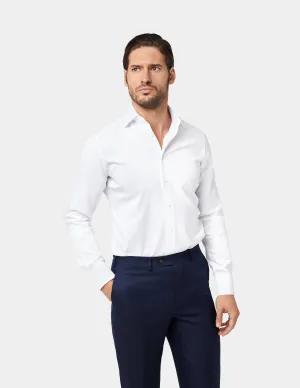 White Textured Slim Fit Shirt