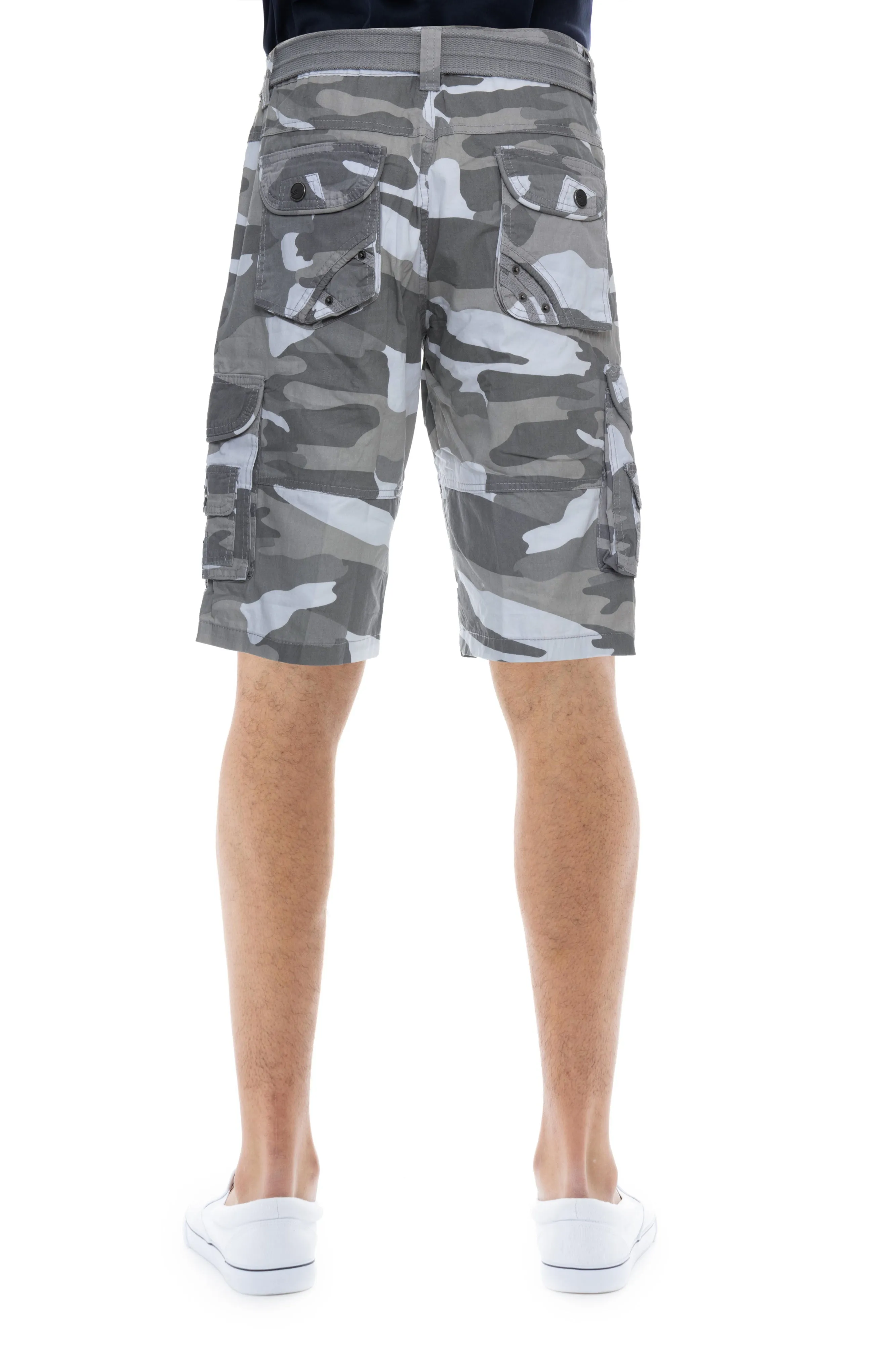 X RAY Men's Belted 12.5" Inseam Knee Length Cotton Cargo Shorts