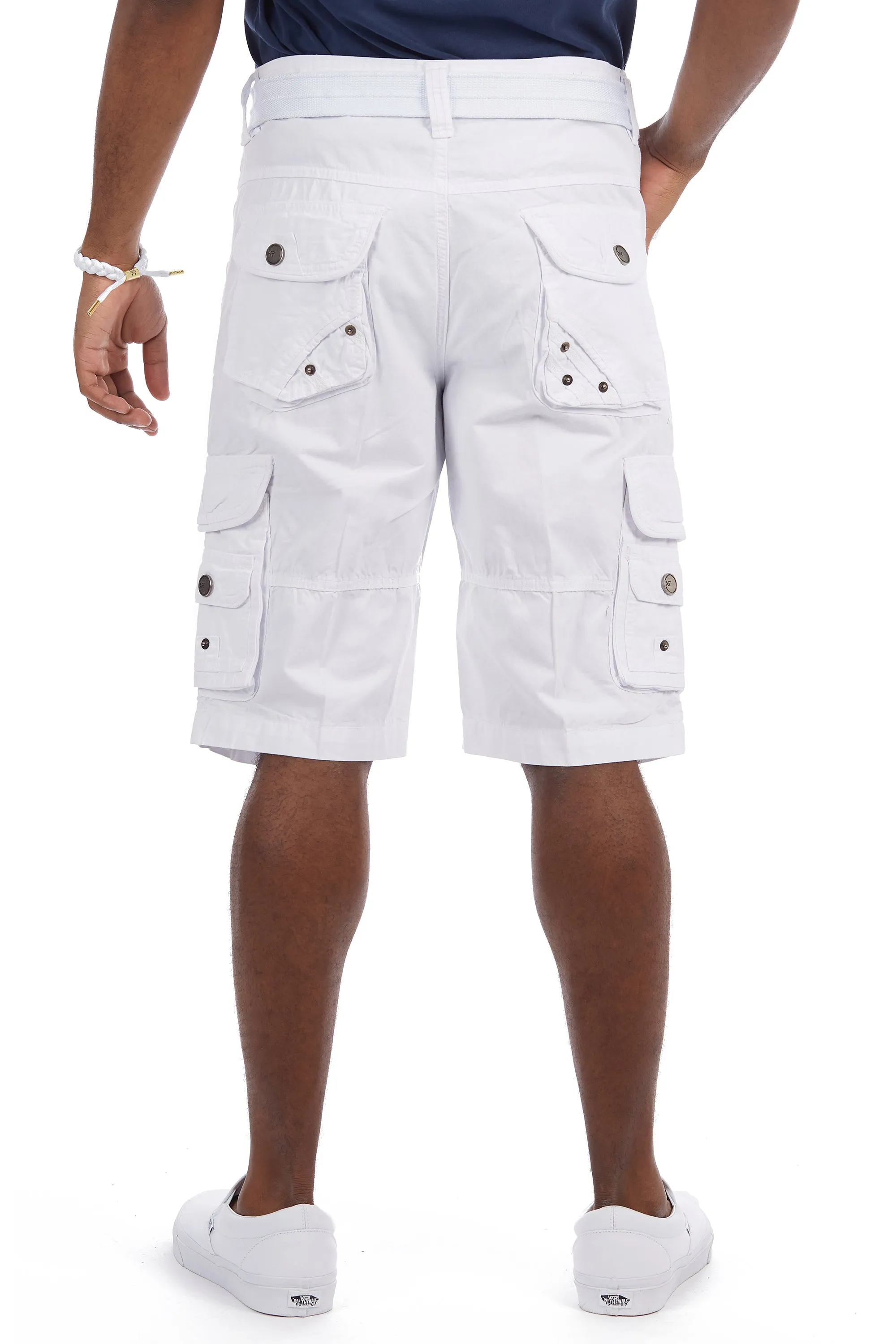 X RAY Men's Belted 12.5" Inseam Knee Length Cotton Cargo Shorts