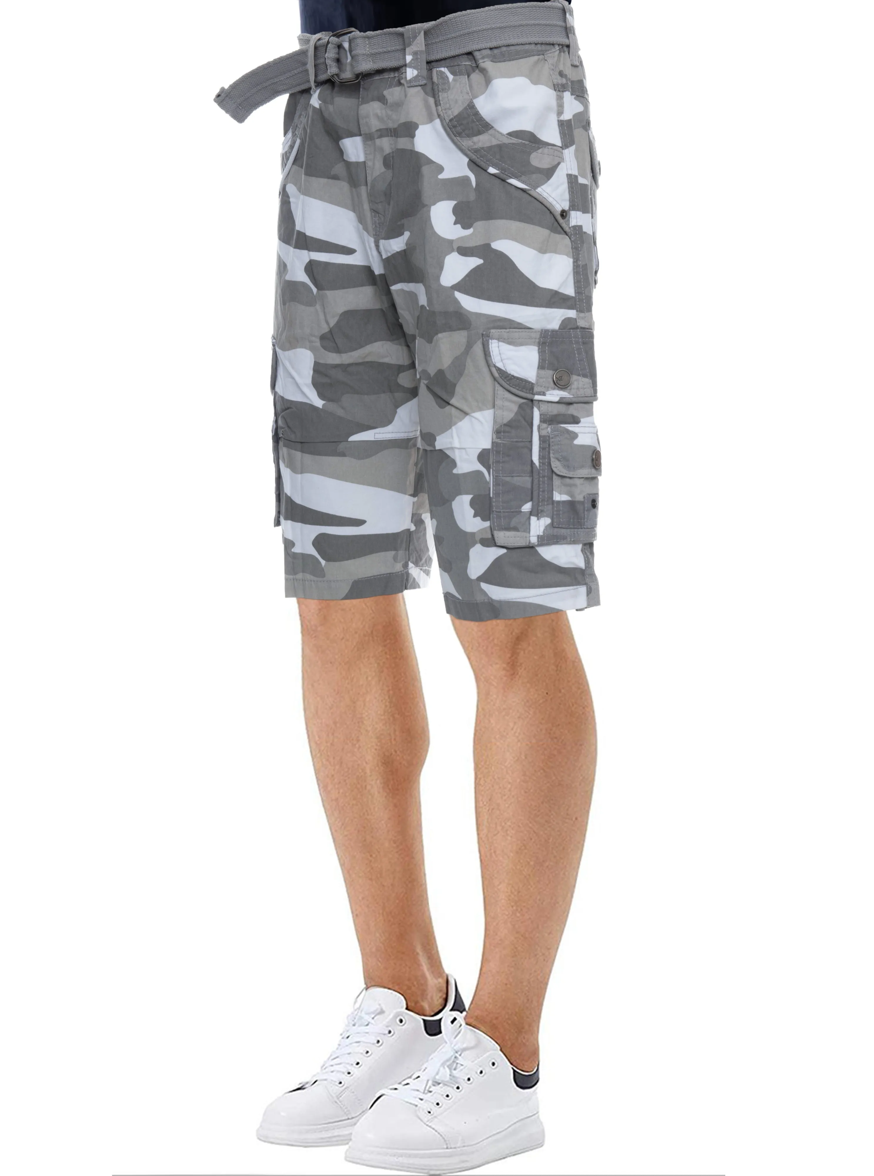 X RAY Men's Belted 12.5" Inseam Knee Length Cotton Cargo Shorts